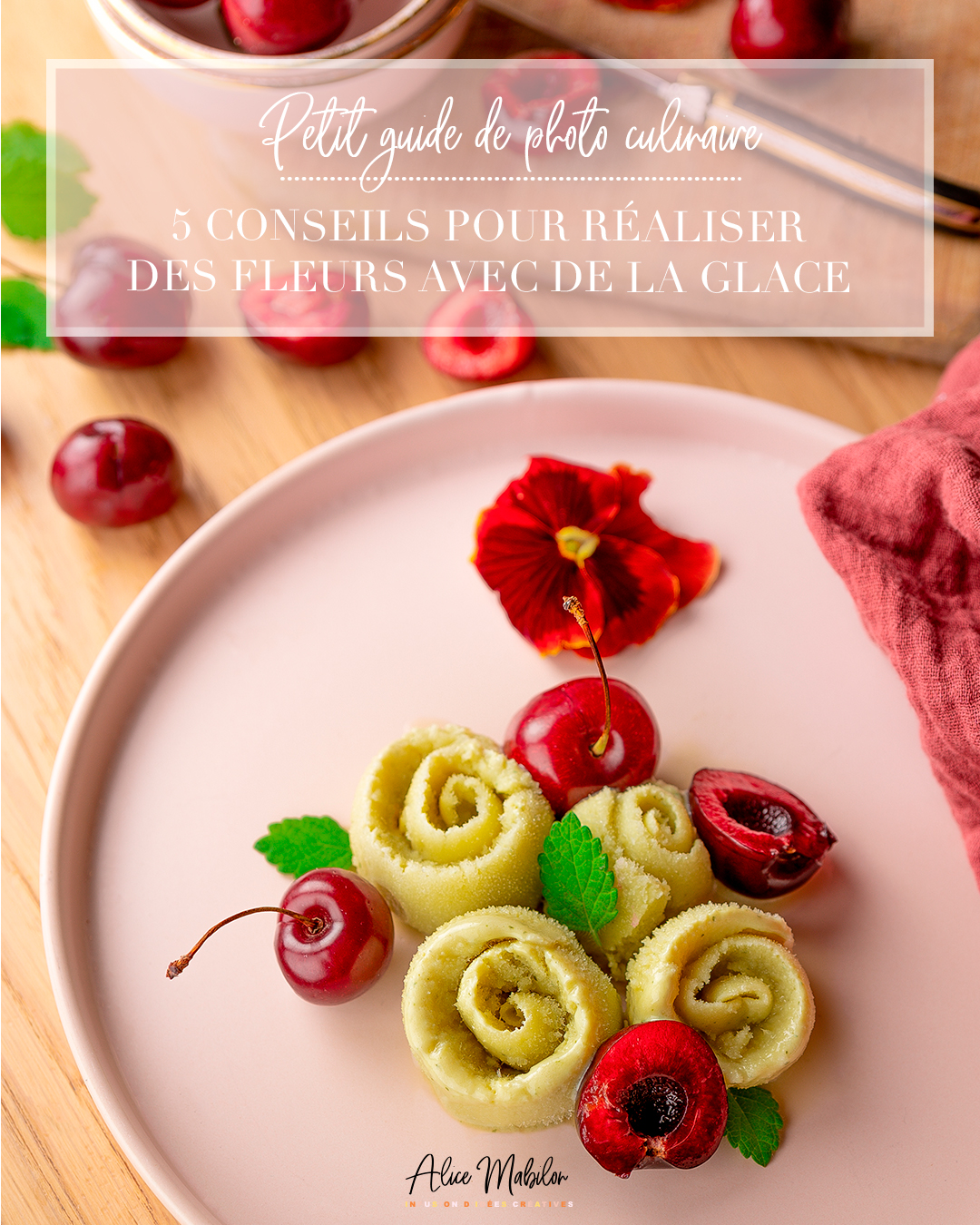 Lot De 6 Bols à Glace Réutilisables Avec Cuillères - Forme Fleur Prunier, PP Sans BPA