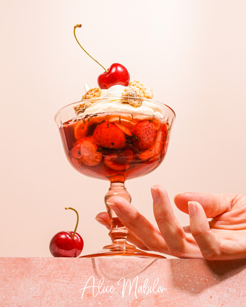 Recette coupe fruits rouges, mousse mascarpone vanille, crumble